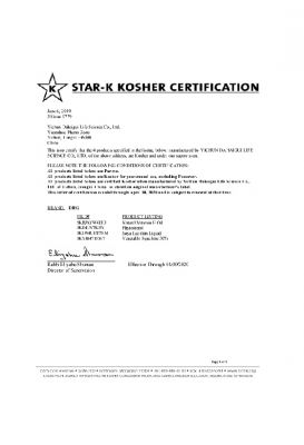 KOSHER CERTIFICATE