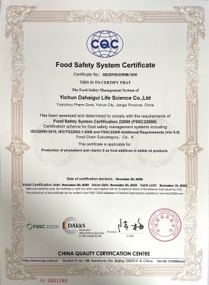 FOOD SAFETY SYSTEM CERTIFICATE